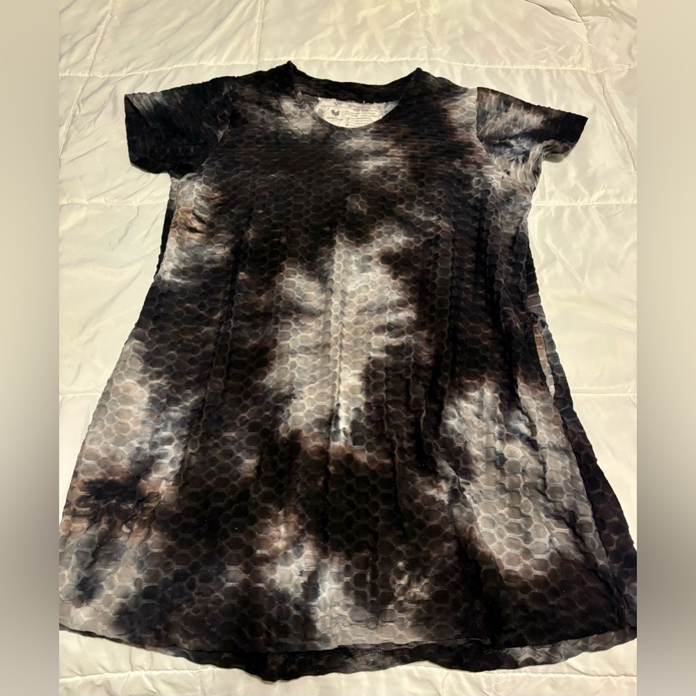 Farmhouse frocks black tie dye T-shirt swing dress with pockets. Size XS